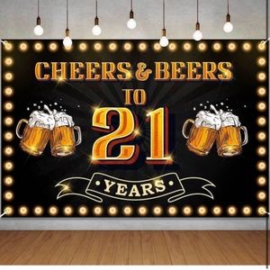 21st Birthday Cheers & Beers Backdrop